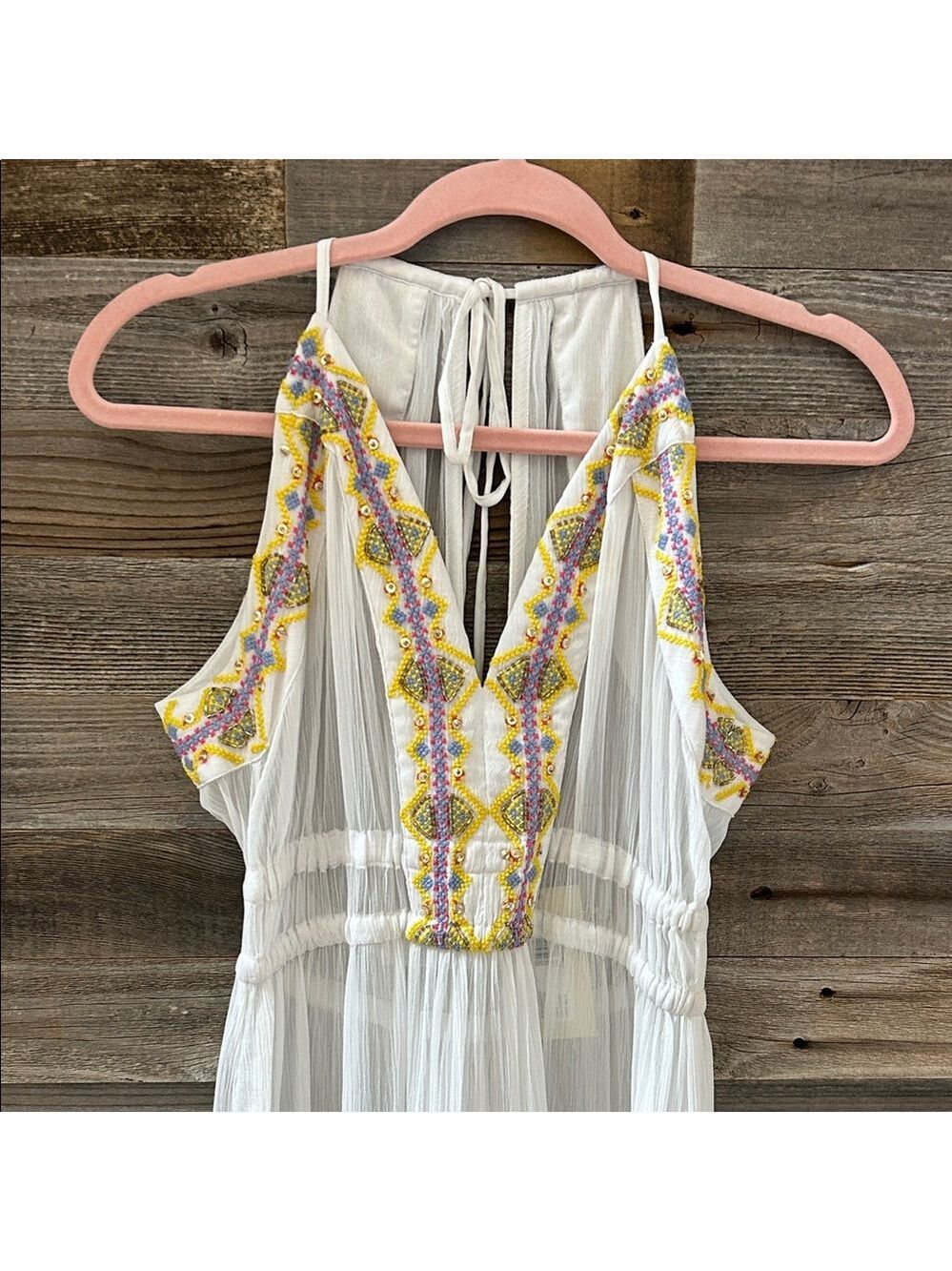 Ramy Brook Sienna White Beaded Maxi Dress / Clover-up Size Small NWT - Picture 3 of 10